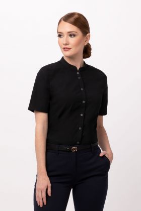 Basic SEERSUCKER Damen Kurzarmbluse